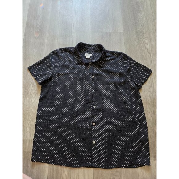 J. Crew Black & White Polka Dot Short Sleeve Blouse Size S - Picture 3 of 6
